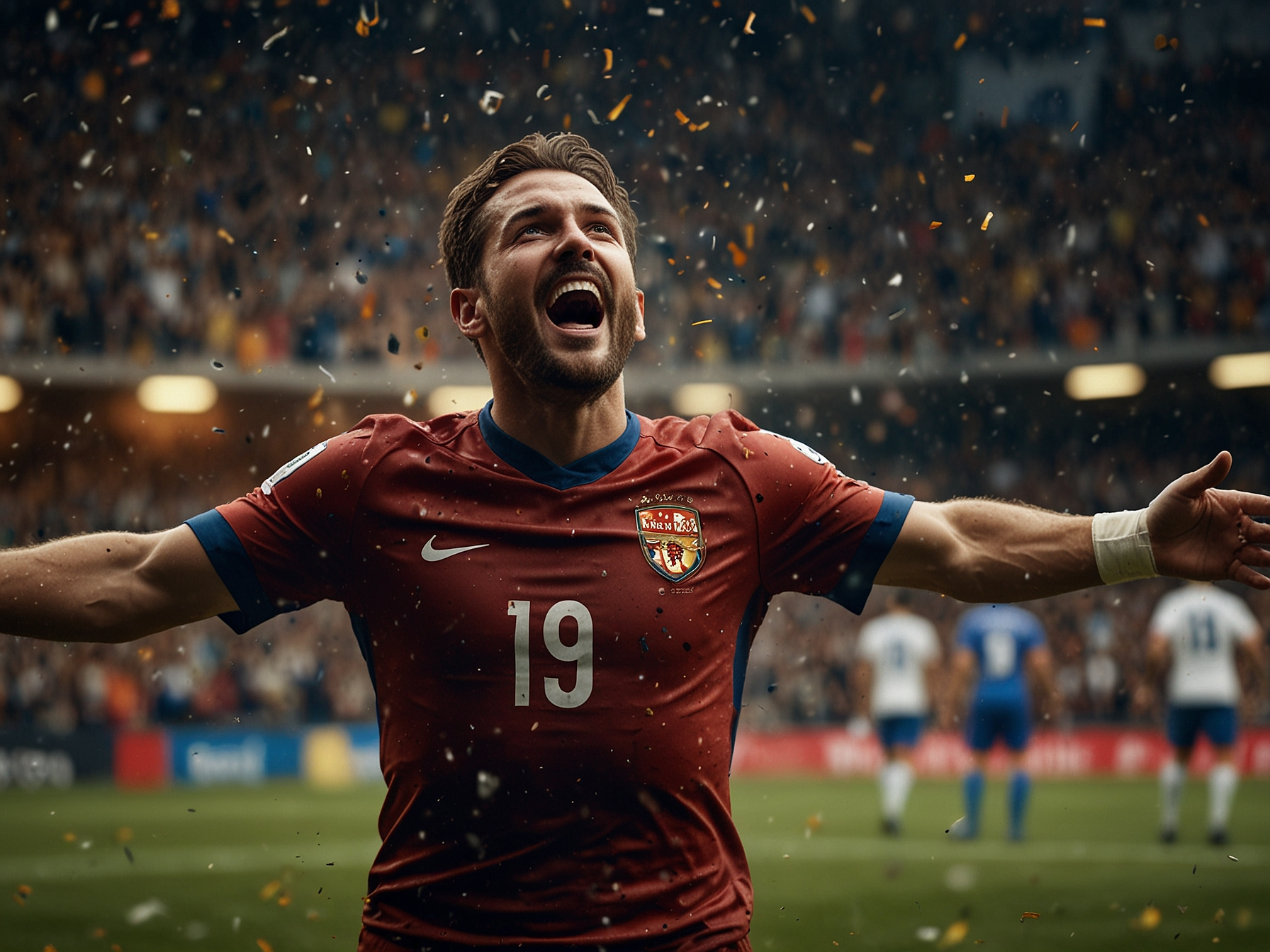 Celebrating athlete and betting excitement